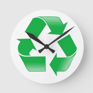 Horloge Ronde Symbole de recyclage CLASSIQUE DE RECYCLAGE