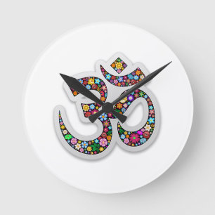 Horloge Ronde Symbole de yoga Om Ohm Aum Namaste