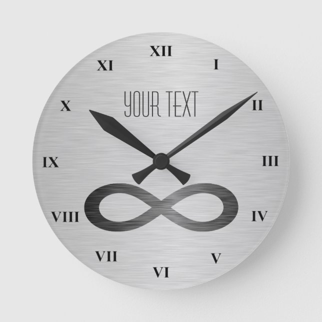 Horloge Ronde Symbole d'infini sur la texture métallique de Faux (Recto)