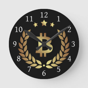 Horloge Ronde Symbole du logo Bitcoin Cimetière Crypto Crest Cr