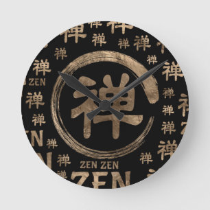 Horloge Ronde Symbole Enzo Circle Zen et motif de mot sur le noi