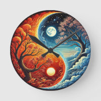 Symbole Intriqué du Yin-Yang Montrant le Feu et l'