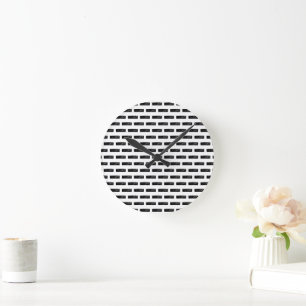 Horloge Ronde Symbole mathématique "Minus" noir et blanc Lino Cu