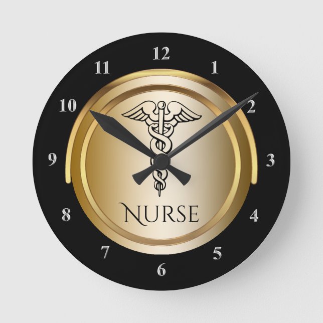 Horloge Ronde Symbole médical de Caduceus | Regised Nurses LPN (Recto)