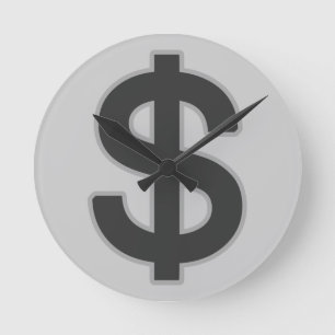 Horloge Ronde symbole monétaire graphique b&w