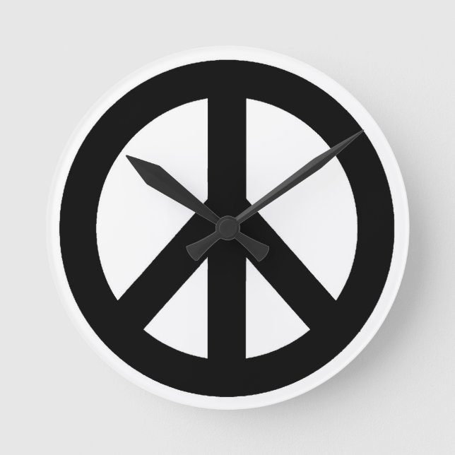 HORLOGE RONDE SYMBOLE SYMBOLE DE LA PAIX BLANC NOIR (Recto)