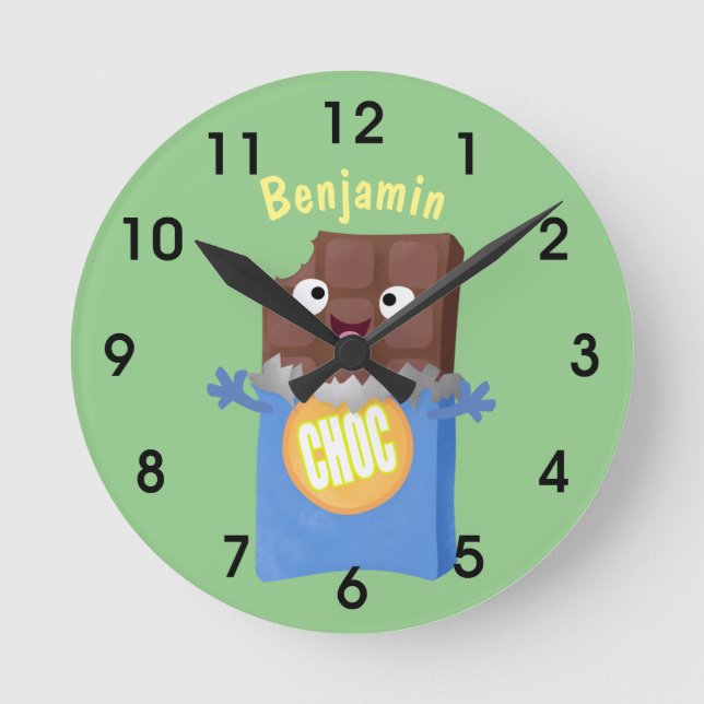 Horloge Ronde Sympa chocolat chocolat bonbon bar personnage de d (Recto)