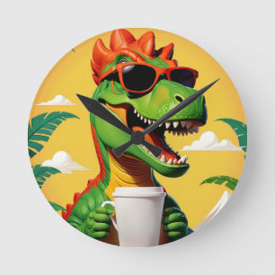 Horloge Ronde T-Rex Dinosaur Drôle