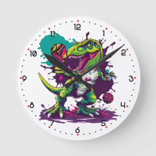 Horloge Ronde T-REX ÉCRASE L'HORLOGE Pickleball 