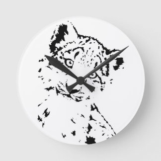 Horloge Ronde T-shirt bébé léopard de neige