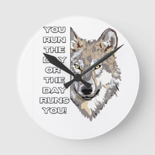 Horloge Ronde T-Shirt Citation de Loup Motivationnel - Vous diri