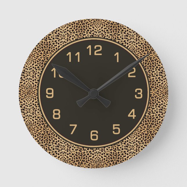 Horloge Ronde Taches de léopard peau avec nombre (Recto)