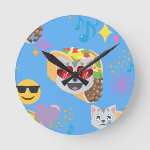 Horloge Ronde taco cat emoji