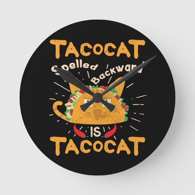 Horloge Ronde Tacocat épelé à l'envers Cinco de Mayo Taco (Recto)