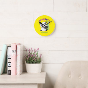 Horloge Ronde 🕒 Tags de temps de Panda – Tic Tac avec mignonner