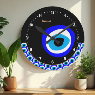 Horloge Ronde Talisman & Amulette du Mauvais Œil, Turc / Arabe