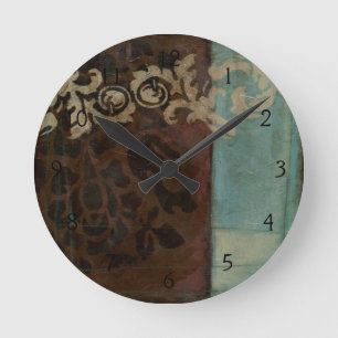 Horloge Ronde Tapisserie abstraite de damassé par Jennifer