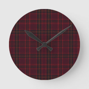 Horloge Ronde Tartan Bourgogne Élégant