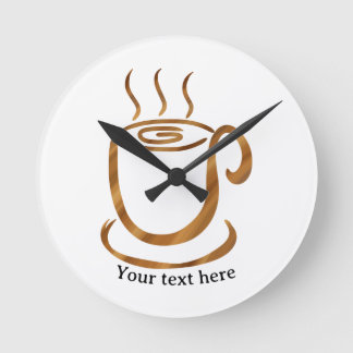 Horloge Ronde Tasse fumante Java | Café et thé en bois incurvé