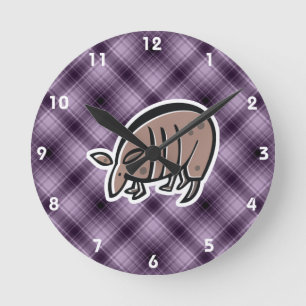 Horloge Ronde Tatou mignon ; Pourpre