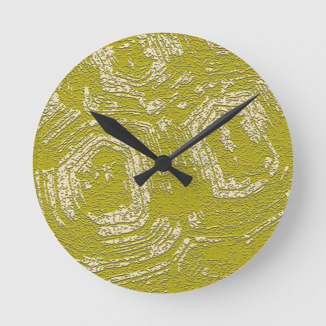 Horloge Ronde Taureau de moutarde imprimé abstrait par LeahG (Recto)