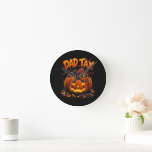 Horloge Ronde Taxe Papa Drôle Halloween Citrouille