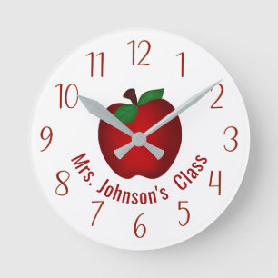 Horloge Ronde Teacher Apple Personalized Round Clock