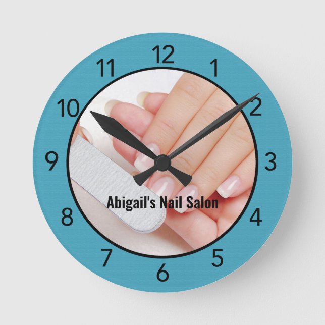 Horloge Ronde Teal Blue Nail Salon (Recto)