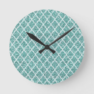 Horloge Ronde Teal de scintillement