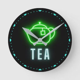 Horloge Ronde Teapot de néon amusant
