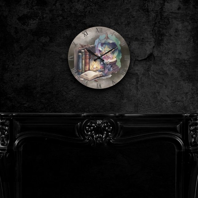 Horloge Ronde Técherie | Tomes du Spellbook Pastel et boule de c (Créateur téléchargé)