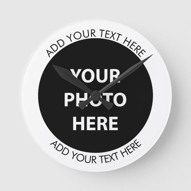 Horloge Ronde Télécharger une photo et ajouter du texte - Person (Recto)