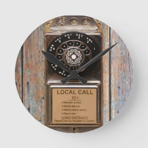 Horloge Ronde Téléphone antique rotatif payant rude
