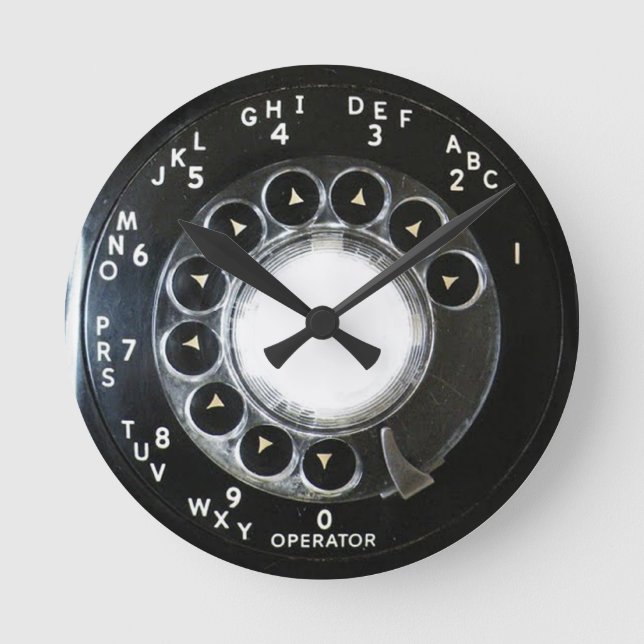 Horloge Ronde Téléphone Rotary (Recto)
