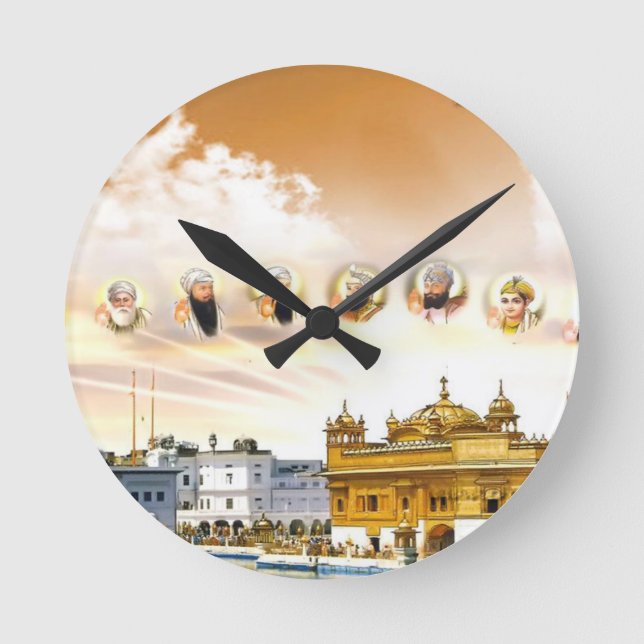 HORLOGE RONDE TEMPLE D'OR AVEC LE SIKH GURUS (Recto)