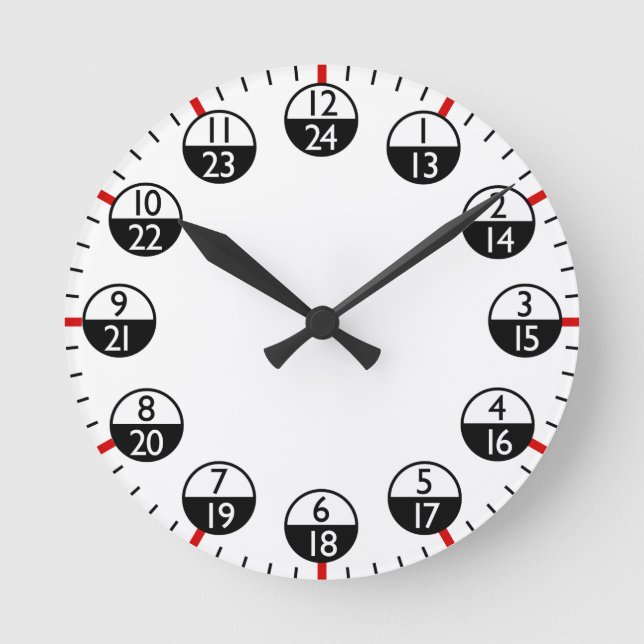 Horloge Ronde Temps militaire 24 heures (Recto)