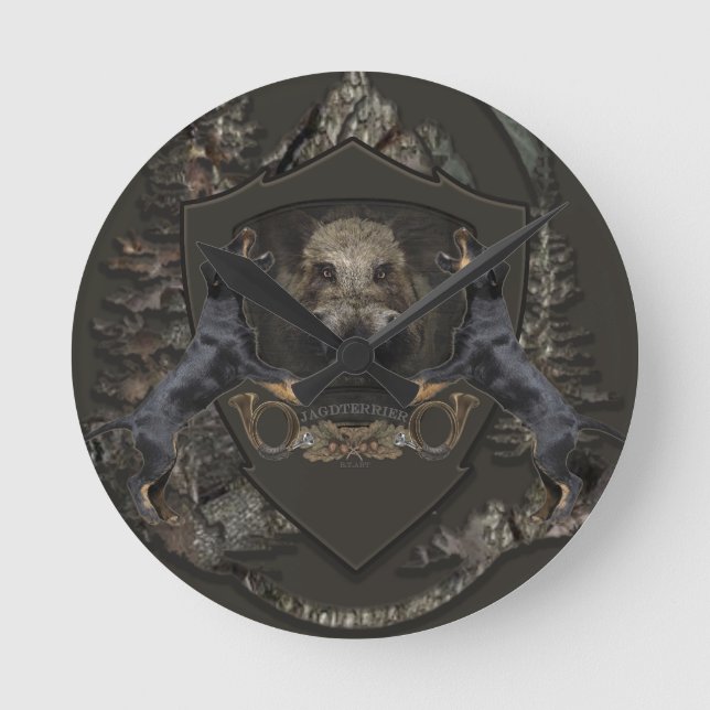 Horloge Ronde Terrier de chasse allemand (Jagdterrier) (Recto)