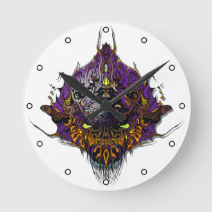 Horloge Ronde Tête Alien - violet avec points