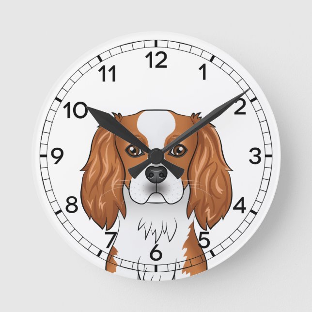Horloge Ronde Tête de Cavalier King Charles Spaniel Blenheim (Recto)