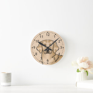 Horloge Ronde Tête de chien de dessin animé Retriever doré jaune