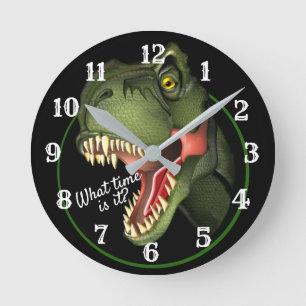 Horloge Ronde Texte personnalisé Maigre Scare T-Rex Dinosaure Gr