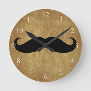 Horloge Ronde Texte vintage de la moustache w/Custom