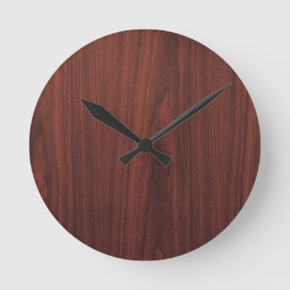 Horloge Ronde Texture en bois d'acajou