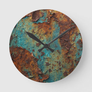 Horloge Ronde Texture industrielle patine acier rouillé vintage