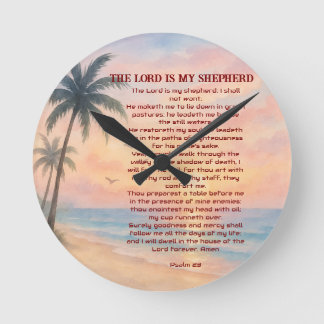 Horloge Ronde The Lord Is My Shepherd Psalm 23 Sunset Beach 
