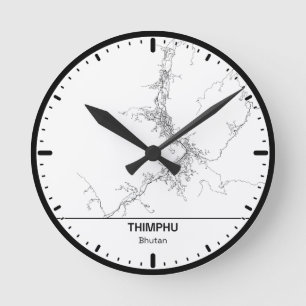Horloge Ronde Thimphu Clock City Line Art