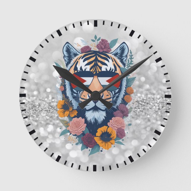 Horloge Ronde Tigre palestinien - Palestine FLAG (Recto)