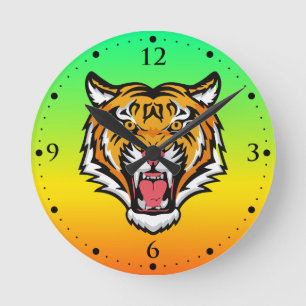 Horloge Ronde Tigre torche tête-25818