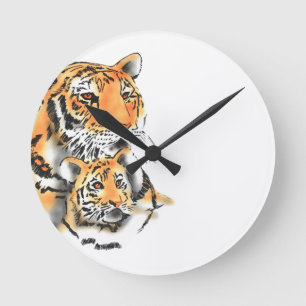 Horloge Ronde Tigress and Cub