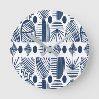 Horloge Ronde Tissu de moisissure tribale des Caraïbes : blanc,